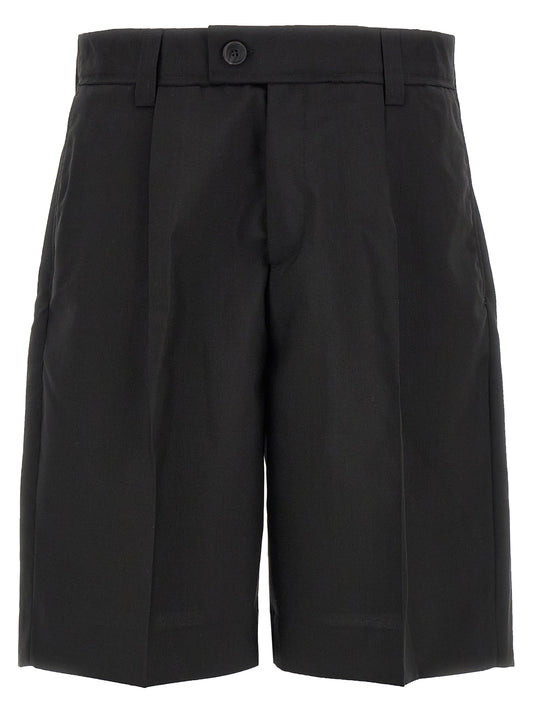 Bermuda Shorts by MFPEN for men in wool black presents a contemporary silhouette, showcasing a contemporary flared with a refined short and elegant mid rise.