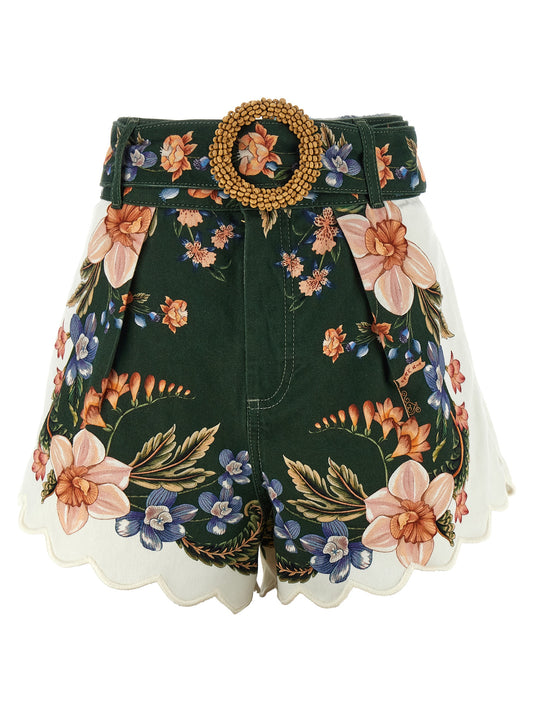Bermuda Shorts by FARM RIO for women in viscose linen twill bicolour, green & patterned showcases a on trend silhouette, featuring a tailored with a classic short and sophisticated high rise for a on trend finish.