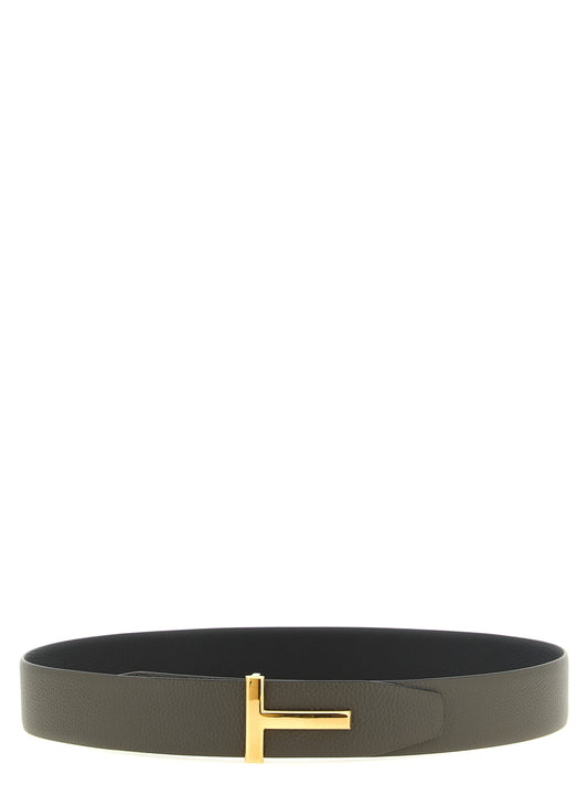 Belt by Tom Ford for men in calfskin & brass black, gold, gray & multicolor presents a artisanal silhouette from the Calfskin & Brass Belt collection, showcasing an artisanal design and refined craftsmanship for a artisanal look.
