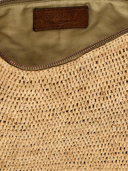 Ibeliv Beige Raffia Clutch Bag