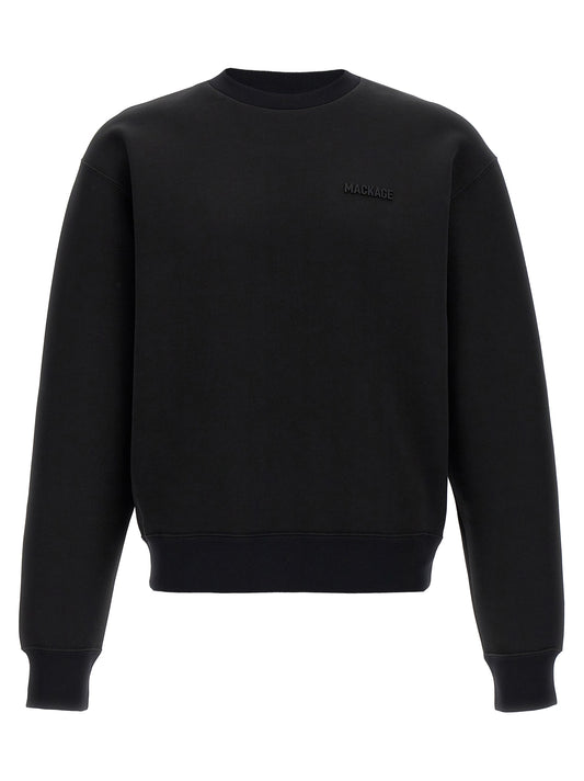 Sweatshirt by Mackage for men in cotton polyester & silicone black features an provocated silhouette, detailed with a provocated and a refined crew neckline for a sophisticated aesthetic.