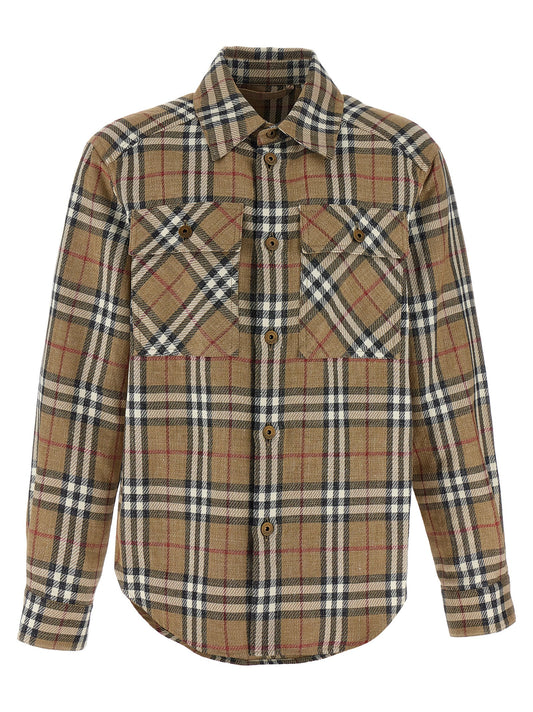 Shirt by Burberry for men in linen & cotton brown presents a discerning silhouette, showcasing a sophisticated and for a truly discerning finish.