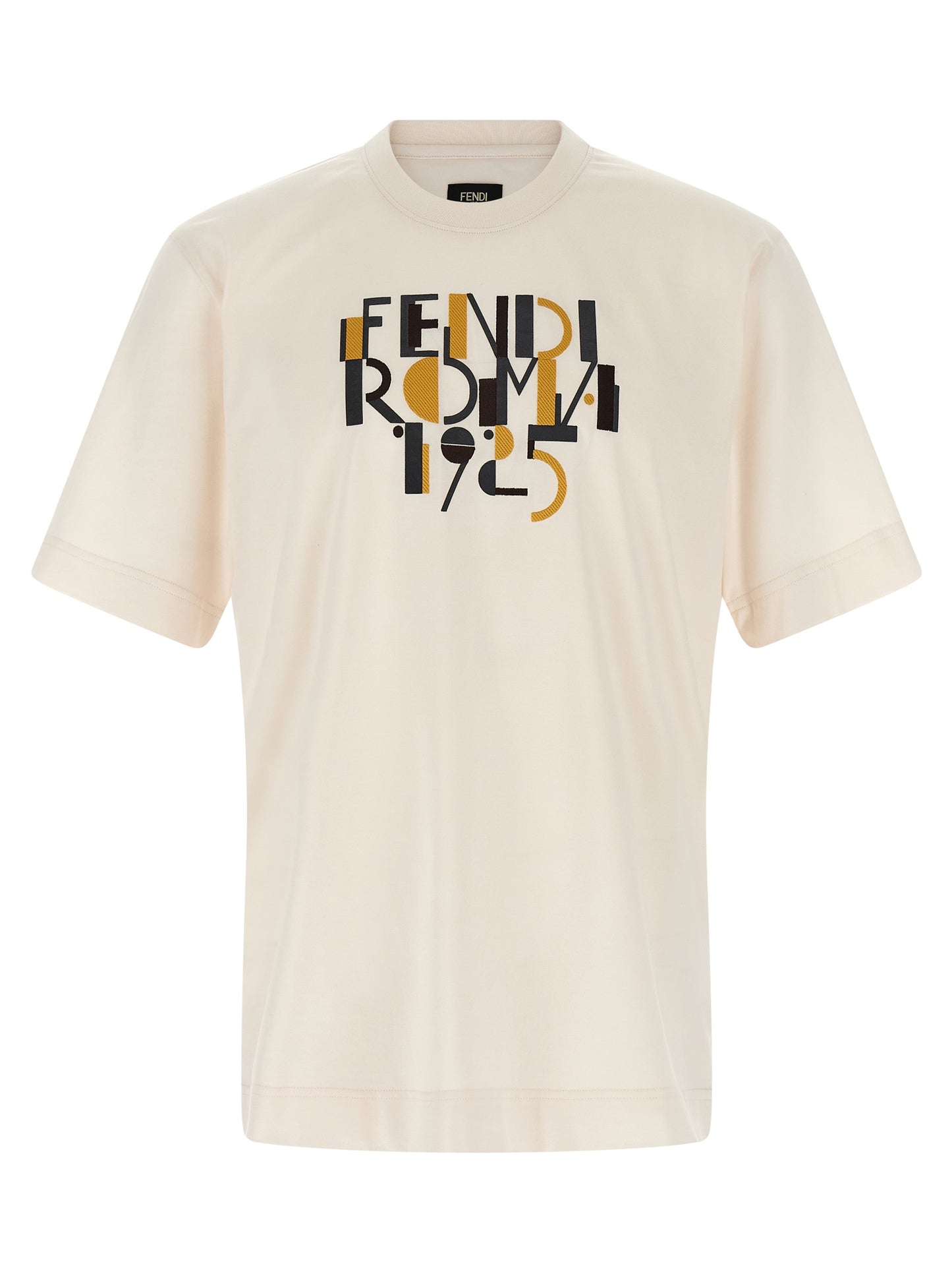 T-Shirt by Fendi for men in cotton white & print features an on trend silhouette, perfectly showcasing a on trend short-sleeve and crew neckline for an elevated aesthetic.