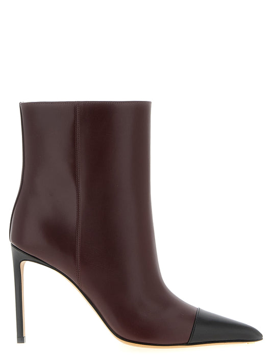 Stiletto Ankle Boots by Francesco Russo for women in goatskin leather bordeaux features an high-performance silhouette, showcasing the sophisticated design of the Women's Goatskin Leather Stiletto Ankle Boots with a stiletto and a refined pointed toe style.