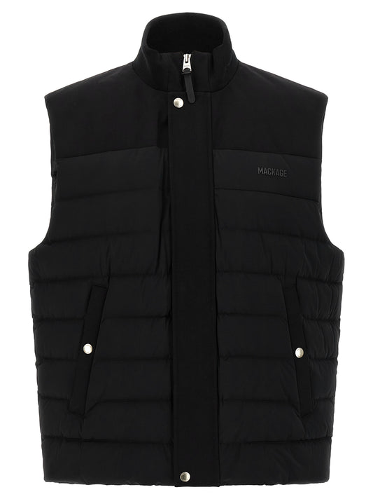 Vest by Mackage for men in stretch nylon black & signature features an on trend silhouette, showcasing a sophisticated and premium pockets & insulated for a truly on trend finish.