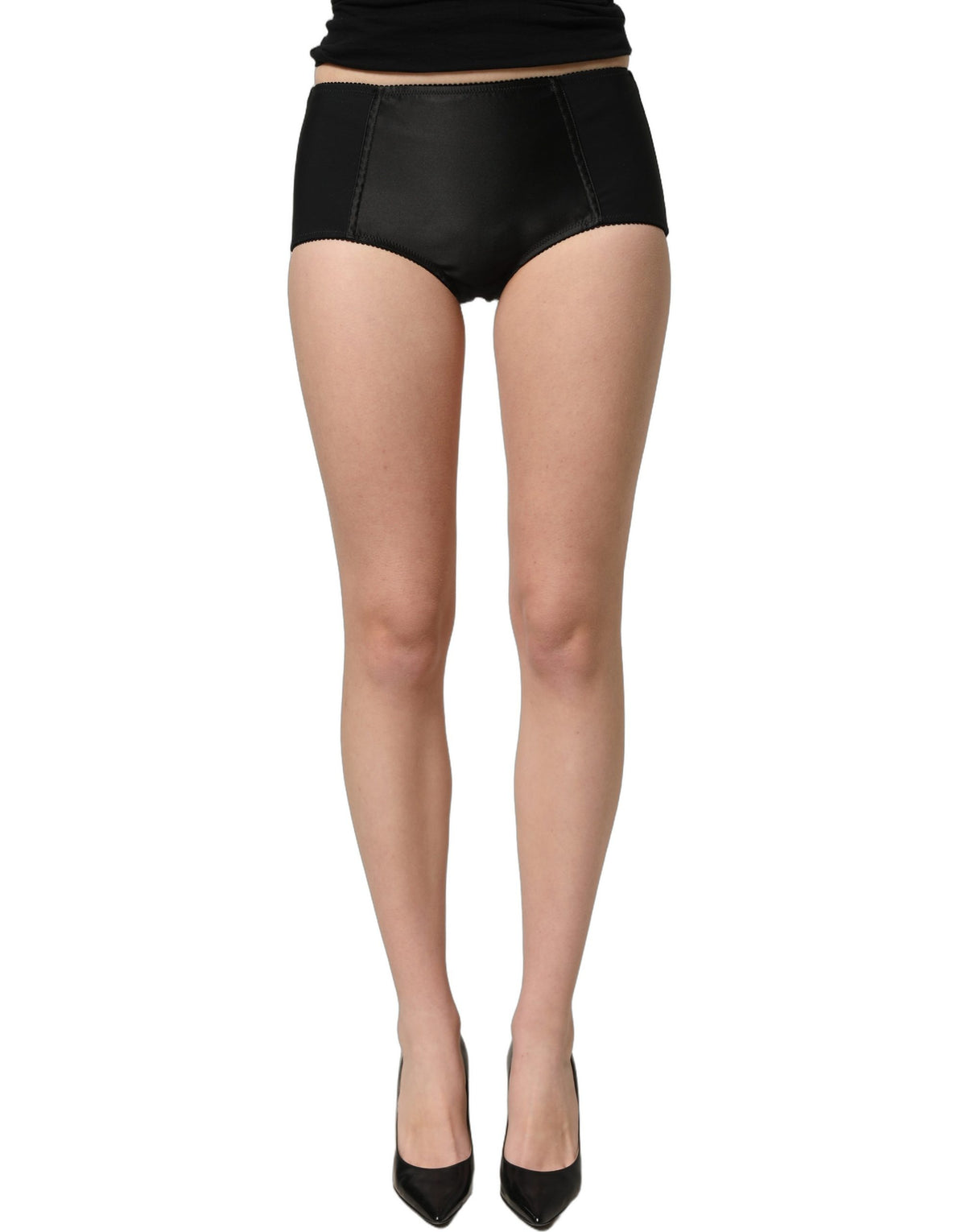 Dolce & Gabbana Women's Wide Low Rise Cotton Nylon & Satin Short Trousers - Black