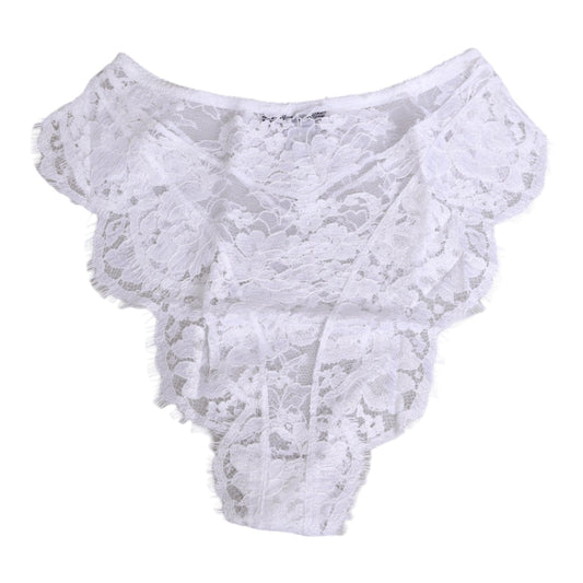 Dolce & Gabbana Women's Low Rise Polyamide Viscose & Lace Underpants Briefs - White Floral