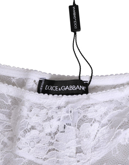Dolce & Gabbana Women's Low Rise Polyamide Viscose & Lace Underpants Briefs - White Floral
