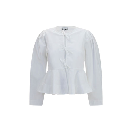 Ganni White Cotton Blouse