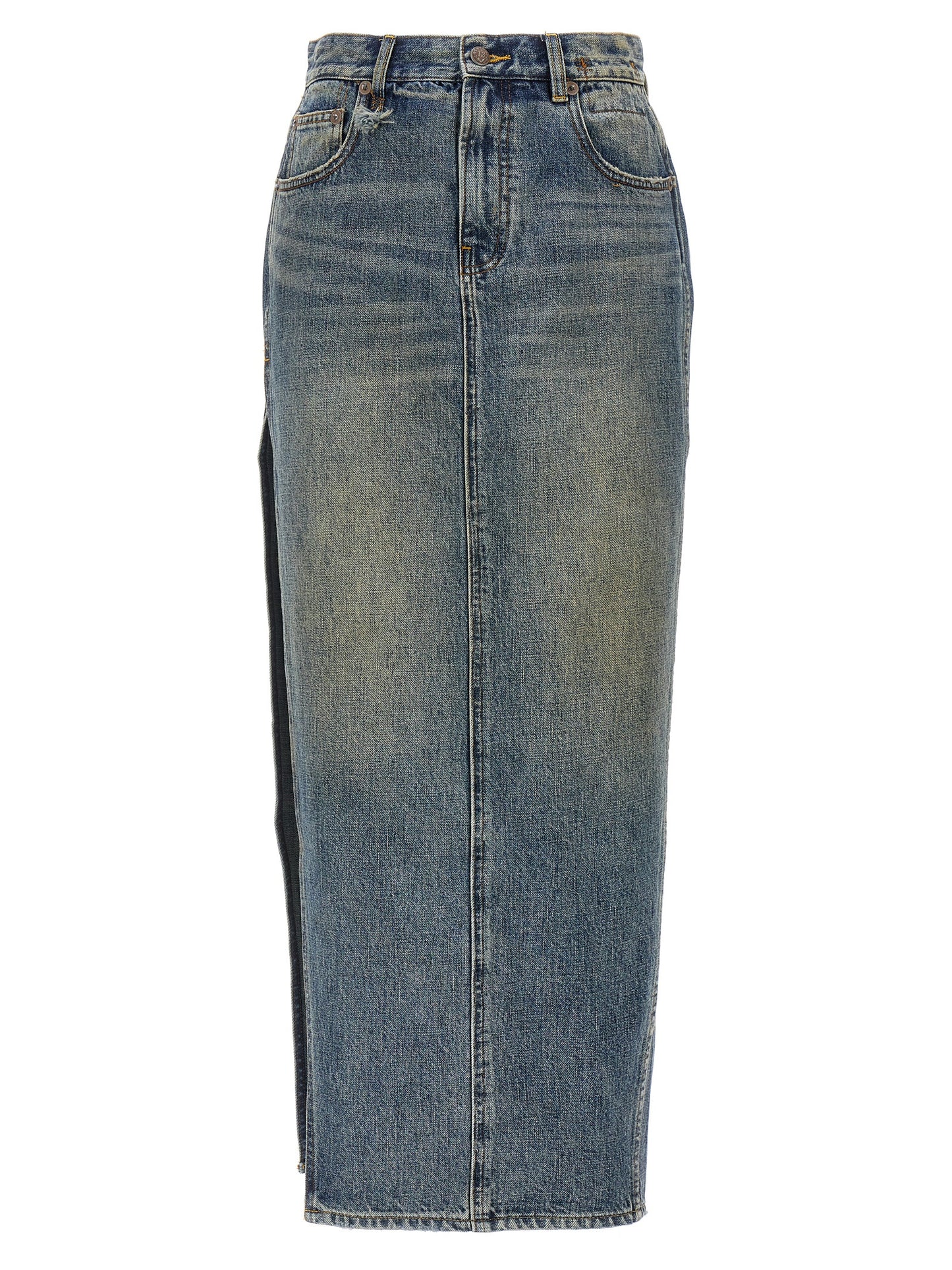 R13 Blue Cotton Mini Skirt