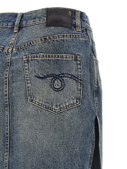 R13 Blue Cotton Mini Skirt