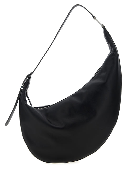 Small Shoulder Crescent Hobo Bag by Marni for women in calfskin leather black features a distinguished silhouette, showcasing a secure zipper and distinguished with versatile shoulder-strap, adjustable-strap & handle for a distinguished finish.