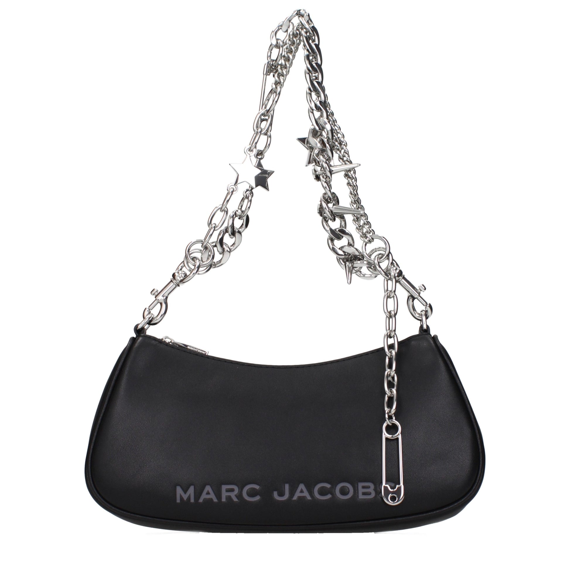 Shoulder Bag by Marc Jacobs for women in leather black presents a statuesque silhouette, showcasing a secure and statuesque with versatile shoulder-strap & handle for a sophisticated look.