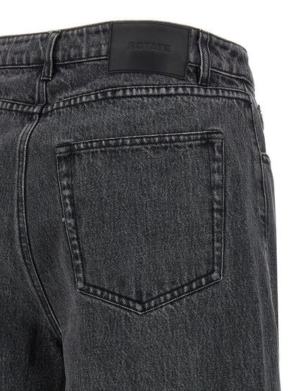 ROTATE BIRGER CHRISTENSEN Black Cotton Straight-Leg Jeans