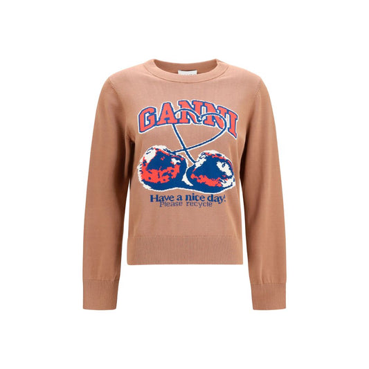 Ganni Beige Cotton Sweatshirt