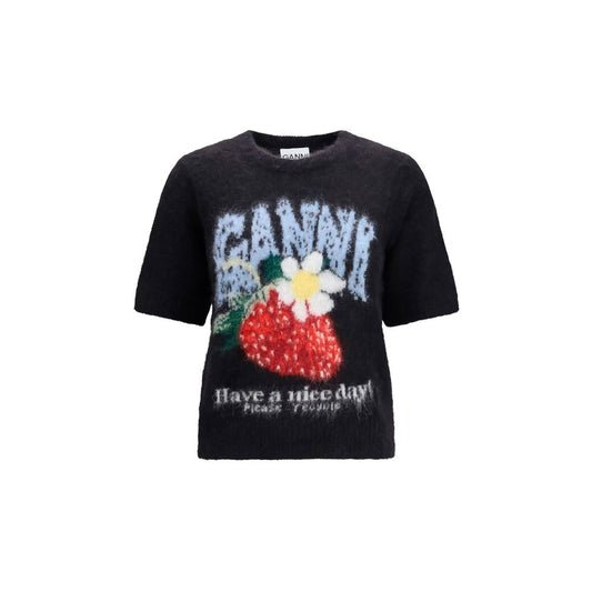 Ganni Black Alpaca Vicugna Pacos T-Shirt