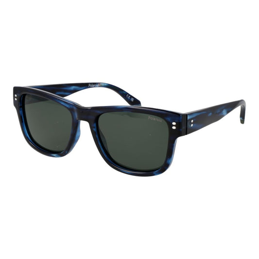 Sunglasses by Polaroid for men in and blue presents a sumptuous silhouette, featuring blue coloured frame and full-rim square frame design with polarized category-3-dark-tint lens for a sumptuous look.