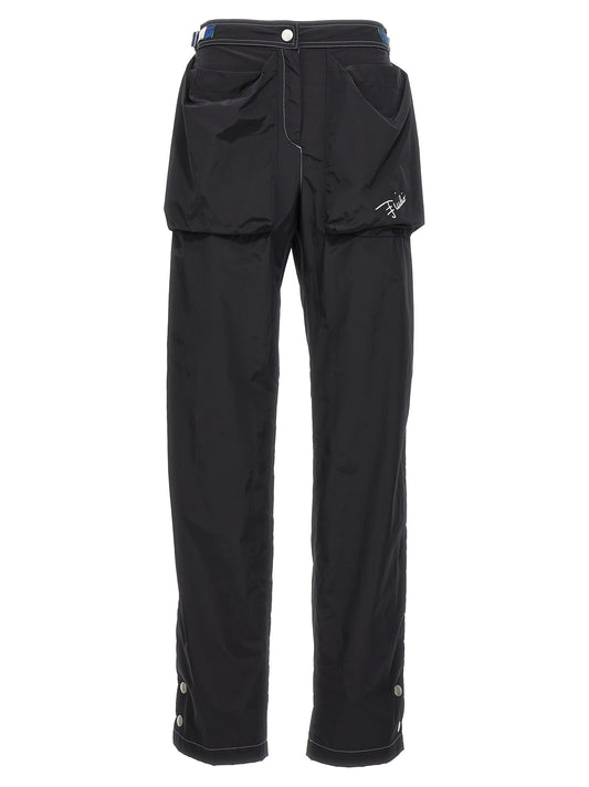 Casual Pants by Emilio Pucci for women in nylon & cotton black & print presents a tailored silhouette, showcasing a tailored and long cut with a refined for a truly tailored aesthetic.
