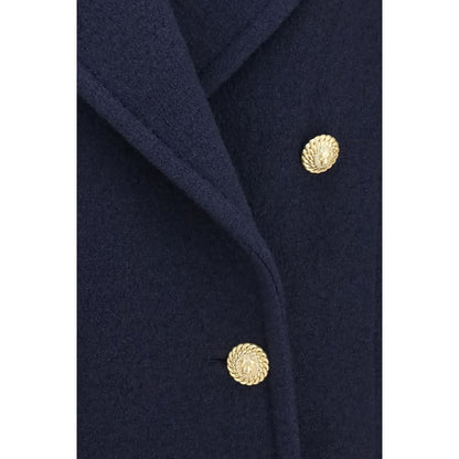 Balmain Blue Wool Oves Aries Coat