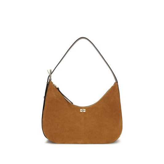 Shoulder Bag by Ganni for women in polyester rubber leather brown features a stately silhouette, showcasing a secure zipper, ample , and stately shoulder-strap & adjustable-strap for a stately finish.