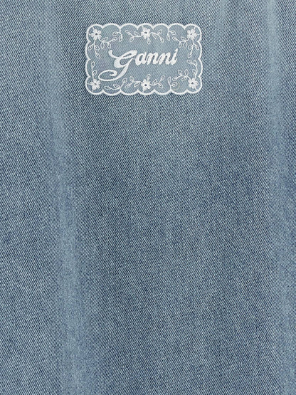 Ganni Blue Organic Cotton Short Dress