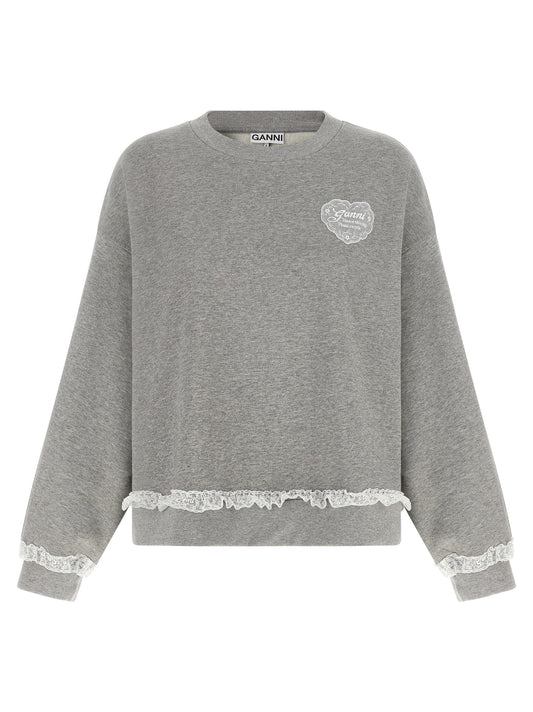 Ganni Gray Organic Cotton Sweatshirt