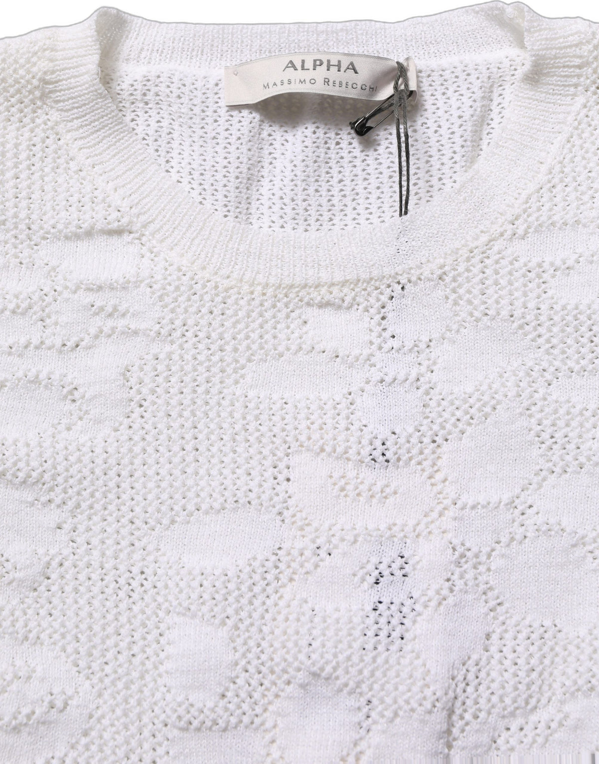 Alpha Studio Alpha Women's Short-Sleeve Crew Neck Cotton Nylon & Lace Blouse - White Floral