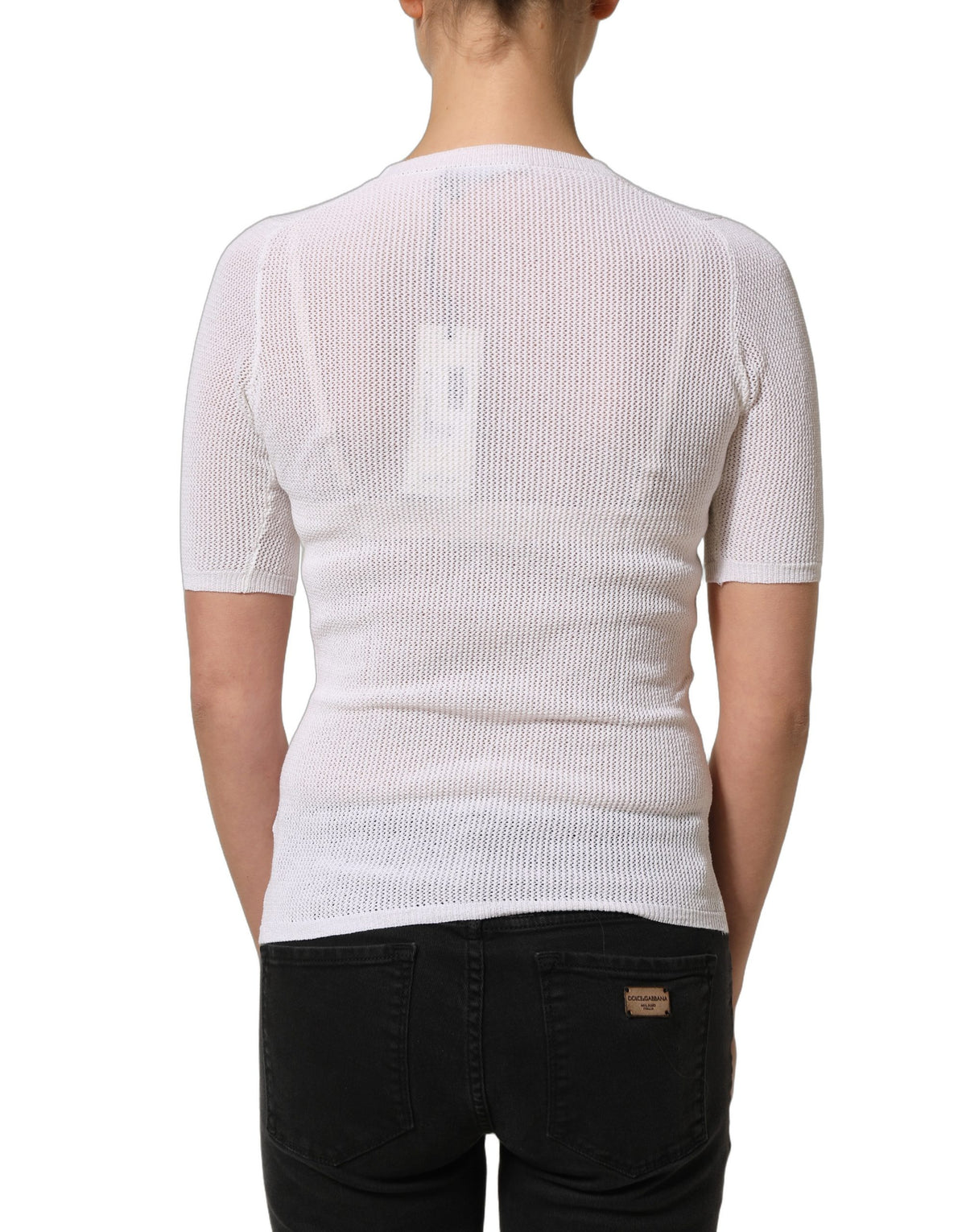 Alpha Studio Alpha Women's Short-Sleeve Crew Neck Cotton Nylon & Lace Blouse - White Floral