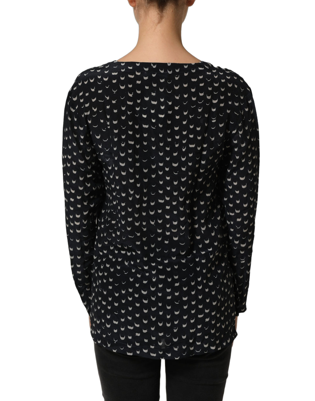 Bruno Manetti Women's Long-Sleeve V Neck Silk Blouse - Black