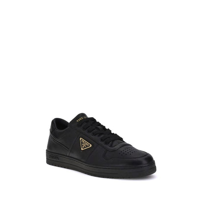 Prada Black Calf Leather Bos Taurus Low Top Sneakers