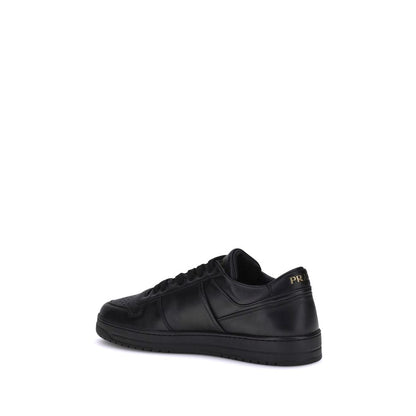 Prada Black Calf Leather Bos Taurus Low Top Sneakers