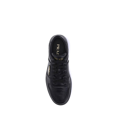 Prada Black Calf Leather Bos Taurus Low Top Sneakers