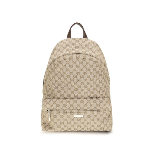 Large Backpack by Gucci for men in cotton polyester canvas beige, green, red & silver showcases an architectural Gg Cotton Polyester Canvas Large Backpack design, featuring a secure zipper, ample laptop-compartment, and architectural backpack-strap & adjustable-strap for a sophisticated look.