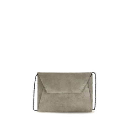 Brunello Cucinelli Gray Calf Leather Bos Taurus Clutch Bag