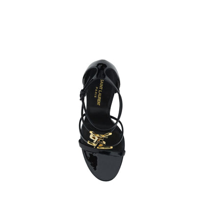 Saint Laurent Black Calf Leather Bos Taurus Stiletto Heel Sandals