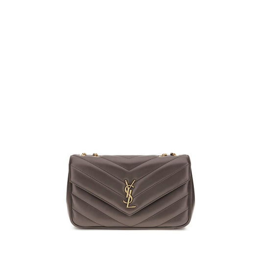 Quilted 2-in-1 Shoulder & Crossbody Flap Bag by Saint Laurent for women in lambskin leather & metal gray presents a statuesque silhouette, showcasing a secure flap & magnetic and statuesque with versatile crossbody-strap, shoulder-strap & adjustable-strap for a sophisticated look.