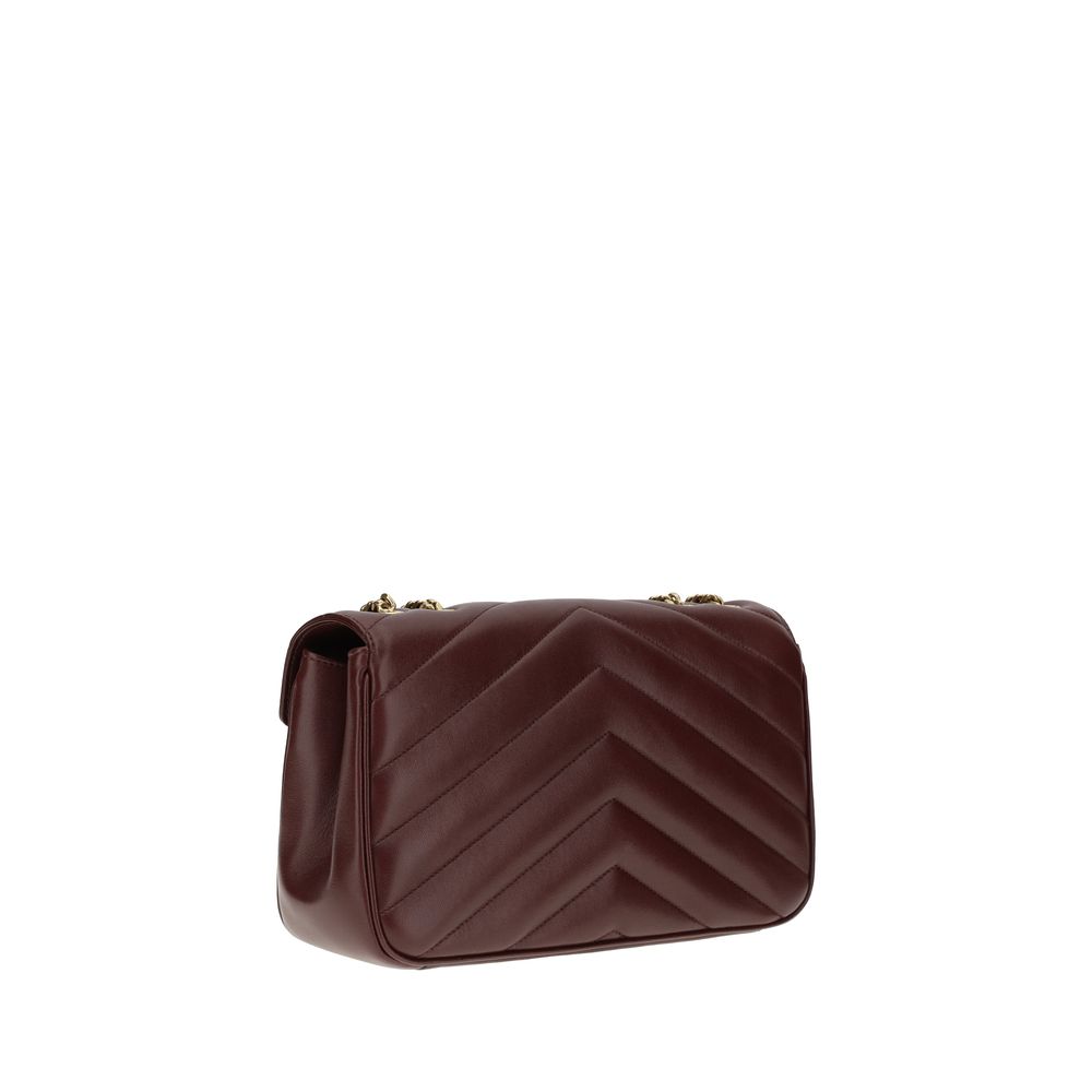 Quilted 2-in-1 Shoulder & Crossbody Flap Bag by Saint Laurent for women in lambskin leather & metal bordeaux features an effortlessly chic silhouette with a secure flap & magnetic, ample , and versatile crossbody-strap, shoulder-strap & adjustable-strap for effortlessly chic everyday luxury.
