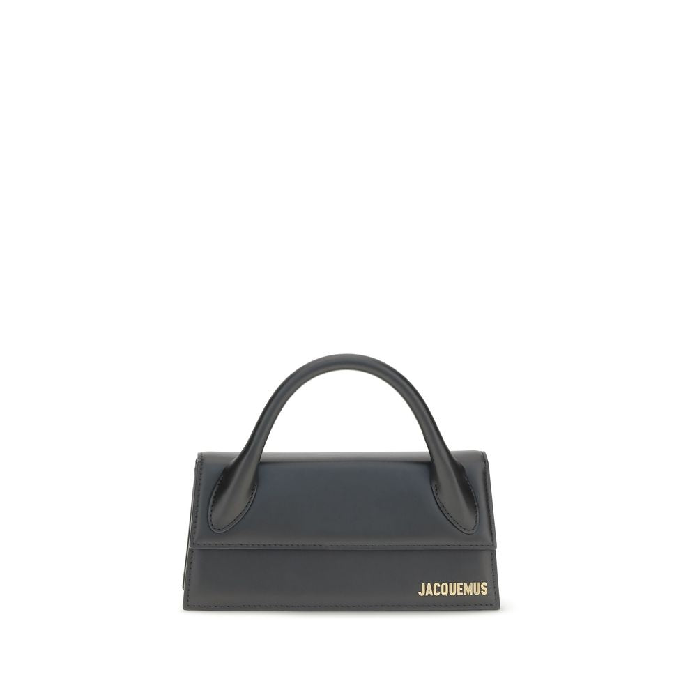 Jacquemus Le Chiquito Bos Taurus Calfskin Leather Flap Handbag - Black Gold Signature