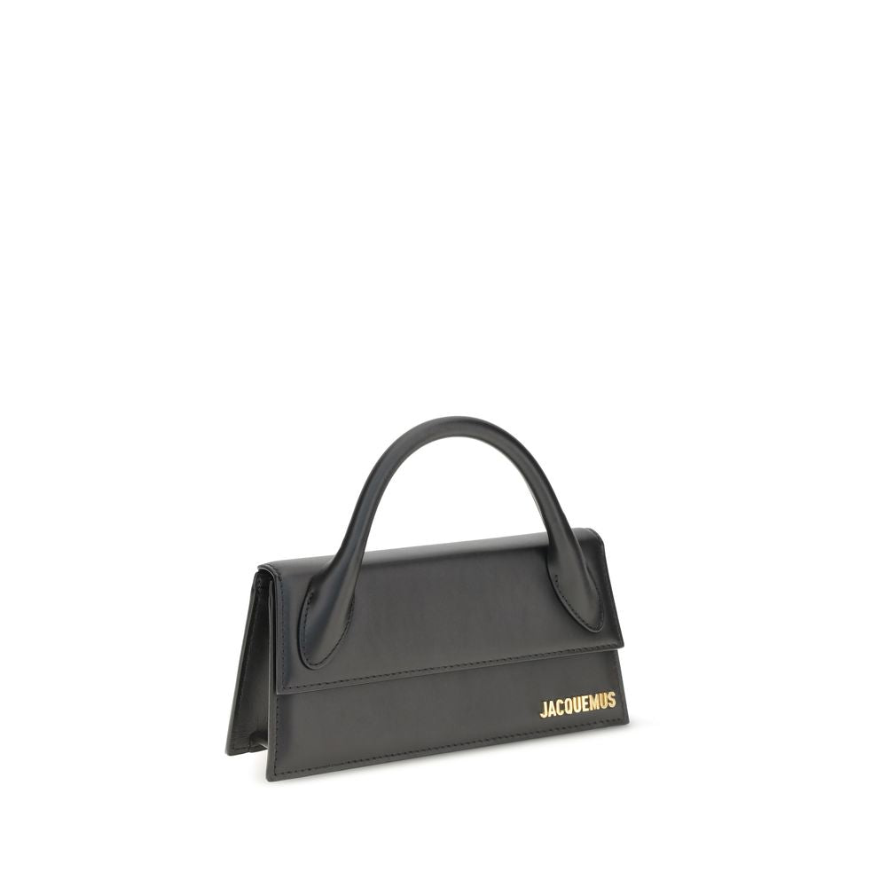 Jacquemus Le Chiquito Bos Taurus Calfskin Leather Flap Handbag - Black Gold Signature