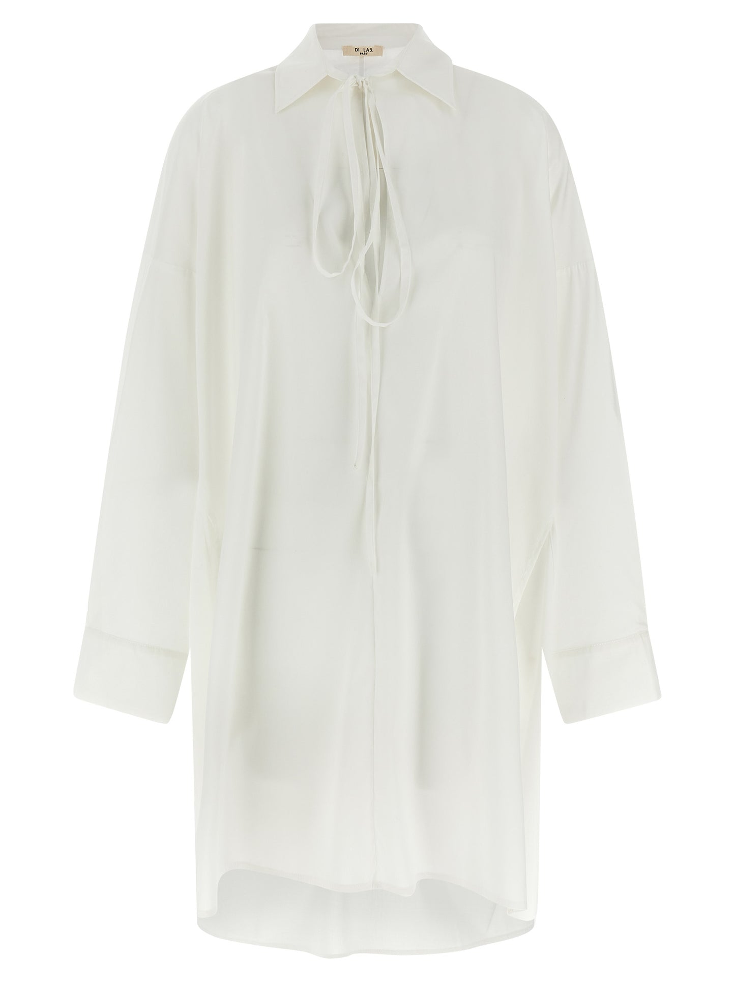 Blouse by DI.LA3 PARI' for women in silk white, featuring a nuanced and nuanced for a sophisticated finish.