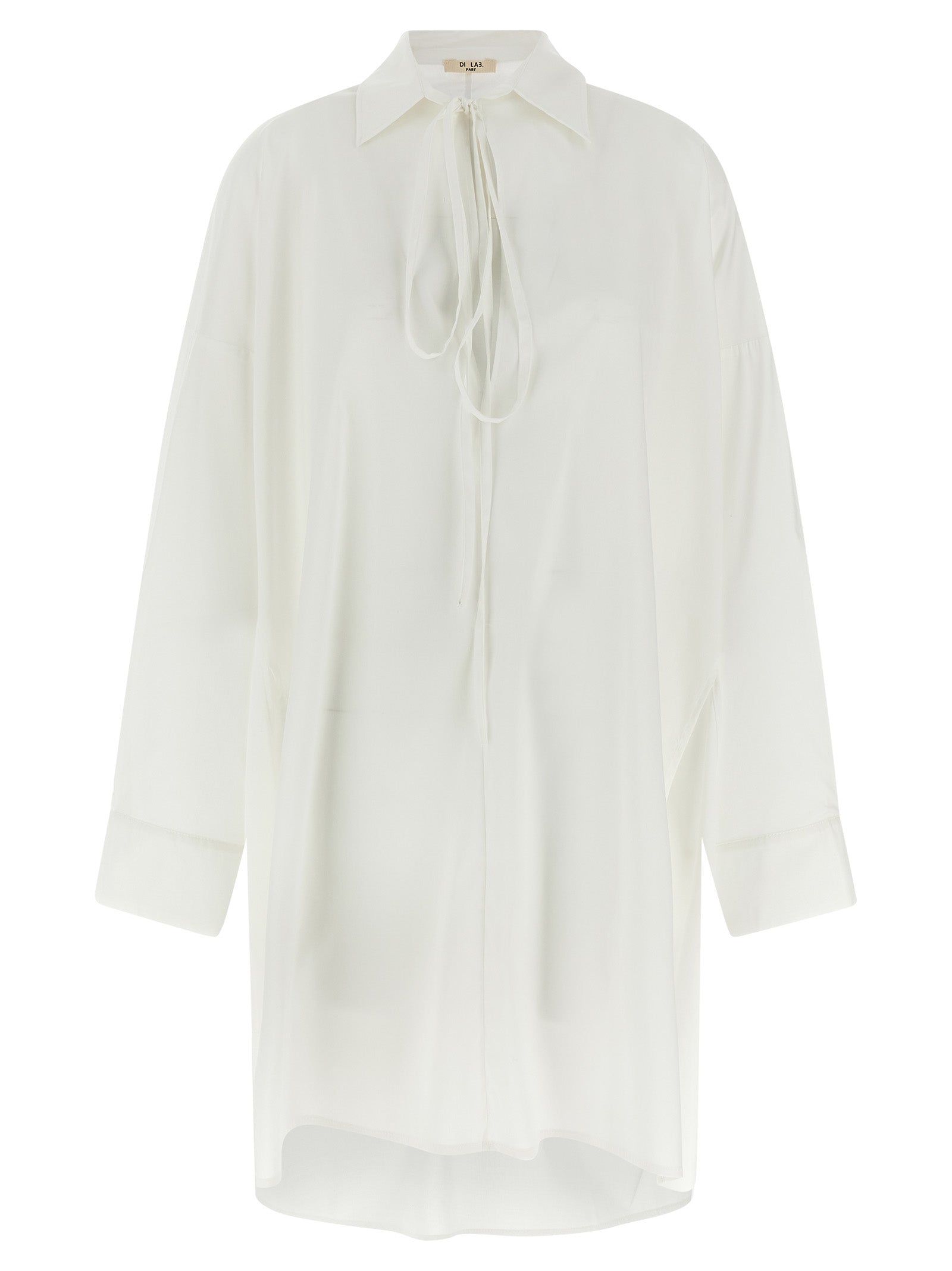 Blouse by DI.LA3 PARI' for women in silk white, featuring a nuanced and nuanced for a sophisticated finish.