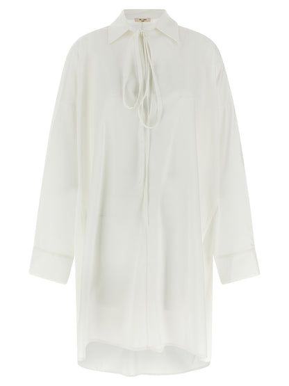 Blouse by DI.LA3 PARI' for women in silk white, featuring a nuanced and nuanced for a sophisticated finish.