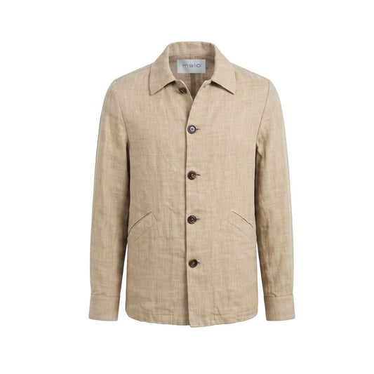 Overcoat by Malo for men in linen & polyamide beige features a contemporary silhouette showcasing a contemporary and refined pockets for a sophisticated finish.
