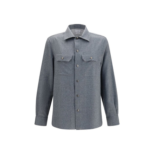 Brunello Cucinelli Gray Wool Oves Aries Shirt