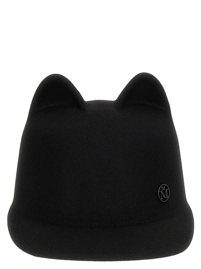 Maison Michel Black Rabbit Fur Cap (Baseball Hat)