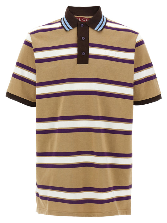 Polo Shirt by Gucci for men in cotton multicolor & striped showcases a enviable silhouette, featuring a refined and short-sleeve for a enviable finish.