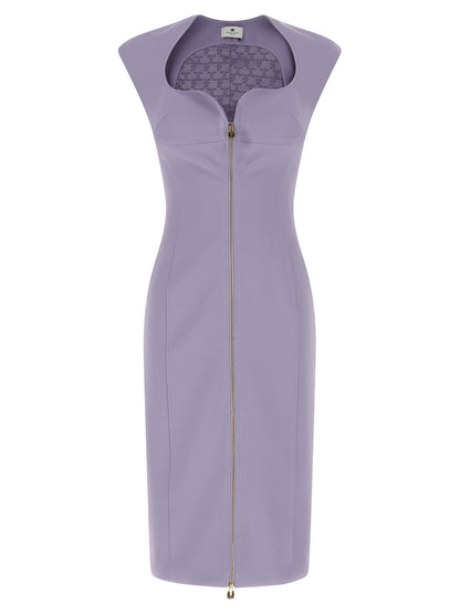 Elisabetta Franchi Purple Polyester Midi Dress