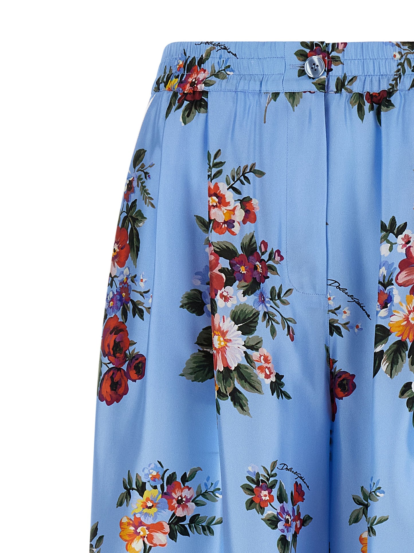 Dolce & Gabbana Blue Silk Casual Pants