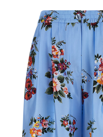 Dolce & Gabbana Blue Silk Casual Pants