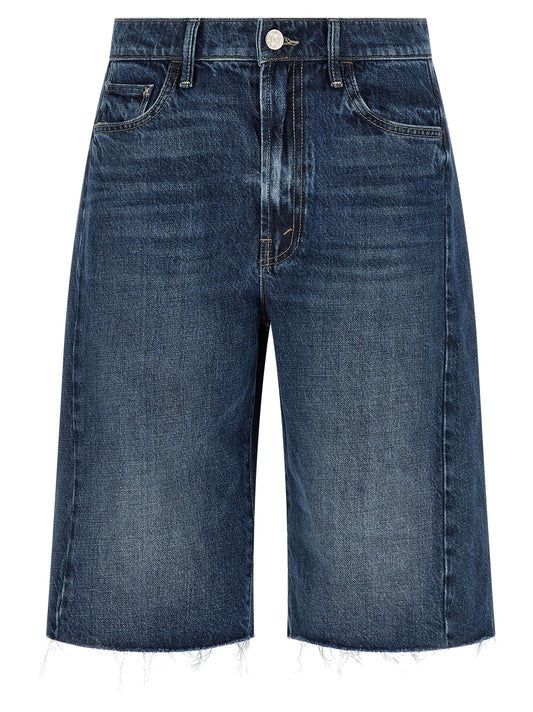 Denim Shorts by Mother Denim for women in denim cotton blue presents a utilitarian silhouette, showcasing a utilitarian wide with a short and high rise.